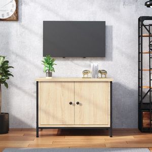 The Living Store TV-Meubel Sonoma Eiken - Duurzaam Hout - 60 x 35 x 45 cm - Opbergruimte - Stevig Blad - Praktische Deuren - Metalen Voeten
