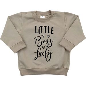 Sweater Little Boss Lady - Zand & Zwart - Little Adventure - Maat 68