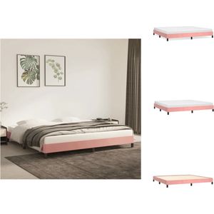 vidaXL Bedframe Fluweel - Roze - 203x203x25cm - Ondersteunende poten - Multiplex lattenbodem - Bed