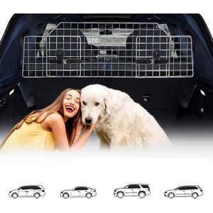 Autokofferbakverdeler Universeel voor honden - Autohondenrek voor transport van uw hond - Beschermrooster met hoofdsteunbevestiging - Verstelbaar kofferbeschermingsrooster