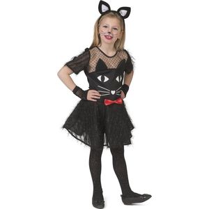 Funny Fashion - Poes & Kat Kostuum - Kitty Black - Meisje - Zwart - Maat 104 - Halloween - Verkleedkleding