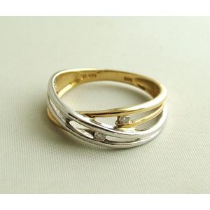 Bicolor Christian gouden ring met diamant
