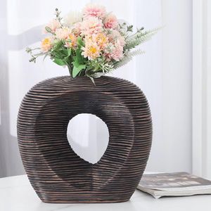 Moderne bloemenvaas, vloervaas voor pampasgras, als woonkamerdecoratie, 29 cm hoog, bruin