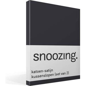 Snoozing - Katoen-satijn - Kussenslopen - Set van 2 - 60x70 cm - Antraciet