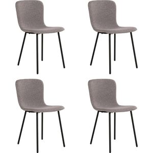 Lewis & Loft Grijze eetkamerstoelen Logan - Eetkamerstoel - Eetstoel grijs - Eetkamer stoelen - Polyester - Staal - Lichtgrijs - Set van 4