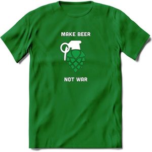 make beer not war Bier T-Shirt | Unisex Kleding | Dames - Heren Feest shirt | Drank | Grappig Verjaardag Cadeau tekst | - Donker Groen - M