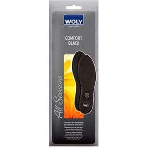 Woly Comfort Black is een luxe zwart lederen inlegzool met polster latexlaag maat 38