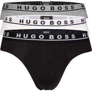 Hugo Boss 3-pack Brief / Slip Cotton Stretch Wit, Zwart, Grijs