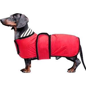 Hondenregenjas met reflecterende strepen, regen/waterdicht, verstelbaar vest, geschikt voor kleine en middelgrote honden zoals Red-XS