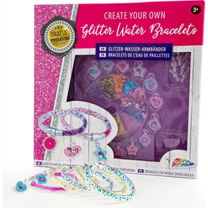 Grafix Knutselpakketten - Modepakketten voor Meisjes - Armband Maken met Water Glitter, Charmes & Sparkles - Speelgoed Meisje 6 Jaar - Sieradenpakket