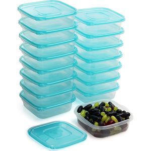 16 Vierkant Plastic Voedsel Containers - 710 ml BPA-Vrij Herbruikbare Opslag Dozen met Deksels - Magnetron, Diepvries en Vaatwasserbestendig - Luchtdichte Bakjes/ Lunchtrommels