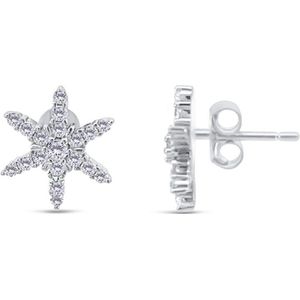 Silventi 9SIL-23195 Zilveren Oorknopjes met Zirkonia - Ster - 12,3 Doorsnee - Rhodium - Zilver