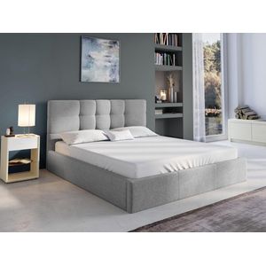 PASCAL MORABITO Bed met opbergruimte 140 x 190 cm - Stof - Grijs + matras - ELIAVA van Pascal Morabito L 150 cm x H 106 cm x D 203 cm