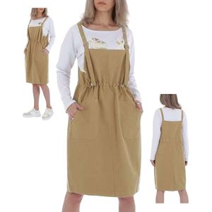 JCL stoere cashual jurk beige one size