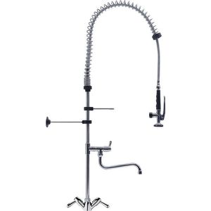 Gastro-Inox monobloc voorspoeldouche met draaihendels/zwenkkraan Totale hoogte 1200mm