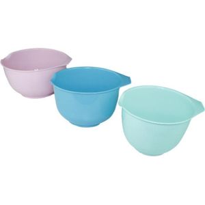 Beslagkommen set - Roze / Blauw / Turquoise - Schalen - Mengkommen - 3 delig - Kunststof - 1.5L / 2L / 2.5L