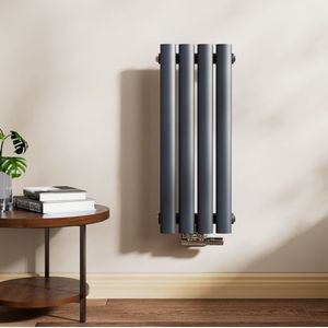 EMKE Design Radiator - Ovale Buizen - 60x24 cm - Enkel - Mat Antraciet - 177 W - Verwarming Alle Ruimtes