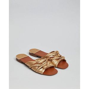 Dames Espadrilles - Goud - Imitatieleer - Maat 36 -