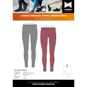 Xtreme - Thermo ondergoed dames - Rood - Premium Merino Wol - L - 1-Stuk - Wol thermokleding