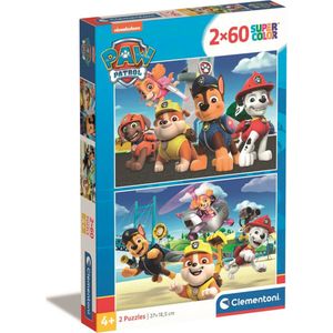 Clementoni Supercolor – Paw Patrol Puzzel – 2 Legpuzzels voor Kinderen – 2 x 60 stukjes – Kinderpuzzels 4+ Jaar