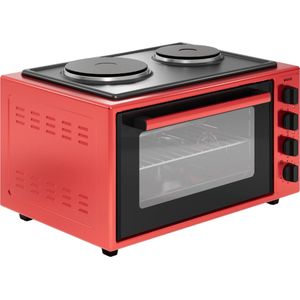 Wiggo WMO-E4562H(R) - Vrijstaande oven met kookplaat 2000 W - 45 liter - Rood