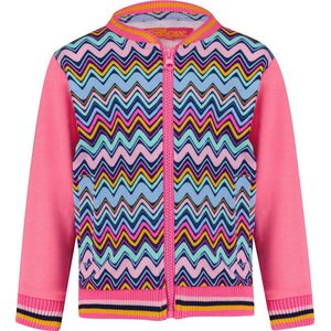 4PRESIDENT Sweater meisjes - Neon Pink/Zigzag AOP - Maat 104 - Meisjes trui