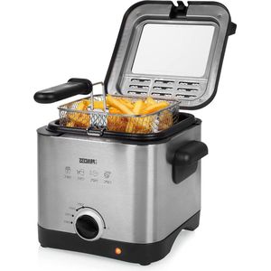 Mini frituurpan 1.5 liter - 1000 Watt - RVS - Vaatwasserbestendig - Vrienden ontmoeten - Zilver