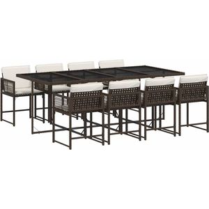 vidaXL Tuinset - 9-delig - Poly Rattan - Bruin Tuin Set - Eetkamerset - Buitentijd - Lounge Set - Patio Set