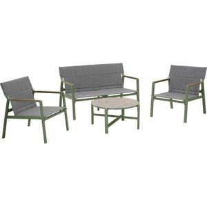 Oviala - 4-zits kakigroene aluminium tuinmeubelset