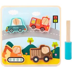 Houten puzzel voertuigen - Vanaf 18 maanden - Kinderpuzzel - Educatief montessori speelgoed - Grapat en Grimms style