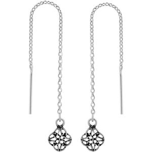 Zilveren oorbellen | Chain oorbellen | Zilveren chain oorbellen, Keltische knoop bestaande uit vier triquetra’s