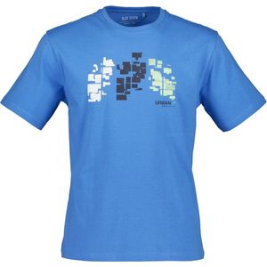 Blue Seven heren shirt - t-shirt heren - KM - blauw + print - 302760 - maat XL