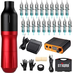 Tattoo Pen Machine Wireless Battery Tattoo cartridge Needles Tattoo Ink Complete Tattoo Machine Kit for Tattoo 20 stuks