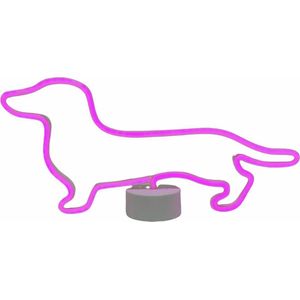 Teckel led neon lamp hond (Kleur Roze)