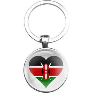 Sleutelhanger Glas - Hart Vlag Kenia