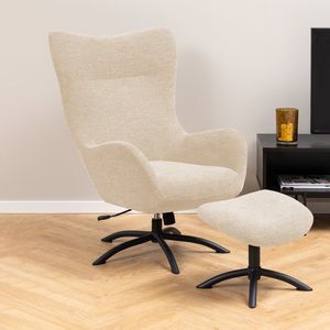 Sohome Draaifauteuil Sharell - met voetenbankje - Beige