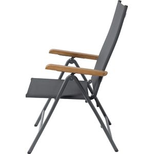 Brulo - Aluminium tuinstoel - ligstoel - strandstoel opvouwbaar - ligstoel- teak Grijs