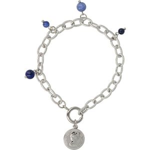 My Bendel - Zilveren schakelarmband met Sodalite Bedels - Zilveren getwiste schakelarmband met Sodalite Bedels - Met luxe cadeauverpakking