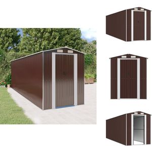 vidaXL Tuinschuur - Tuinschuren - Tuin Schuur - Schuur - Tuinschuur 192x606x223 cm gegalvaniseerd staal donkerbruin