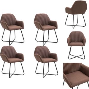 vidaXL Eetstoelen - Set van 4 - Stof - 61 x 61 x 84 cm - Bruin - Eetkamerstoel