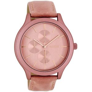 OOZOO Timepieces - Roze horloge met donker roze leren band - C8370