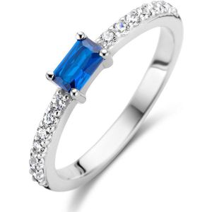 Gerhodineerd Zilver Ring Blauw En Wit Met Zirkonia 1336071