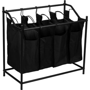 In And OutdoorMatch Handige Wasmand Alora - Met 4 Zakken - 75x78x40cm - Zwart