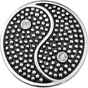 Quiges - Munthouder Munt 33mm RVS met Zirkonia Yin Yang Zilverkleurig - EPR101