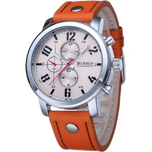 Curren Horloge Ø 37 mm - Bruin/Creme - Inclusief horlogedoosje