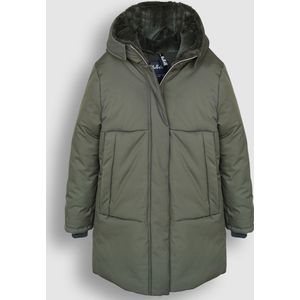 Meisjes winterjas lang met capuchon - Belvina - Army groen