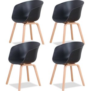 Moderne Stoelen - Eetkamer stoelen - Kuipstoel - Europese En Amerikaanse Stijl - Comfortabele Zitting - Ergonomisch - Set Van 4 - Zwart