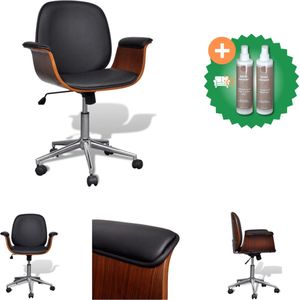 vidaXL Bureaustoel draaibaar gebogen hout en kunstleer - Bureaustoel - Inclusief Onderhoudsset