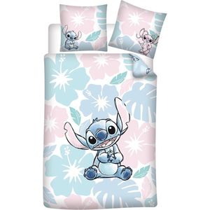 Disney Lilo & Stitch Dekbedovertrek, Tropical Flowers - Eenpersoons - 140 x 200 cm - Polyesterkatoen