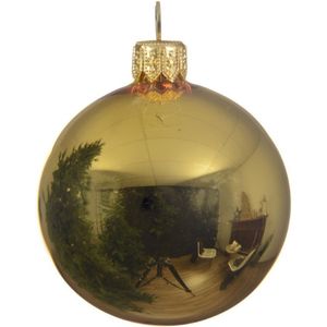 Kerstballen glas glans 6 cm licht goud